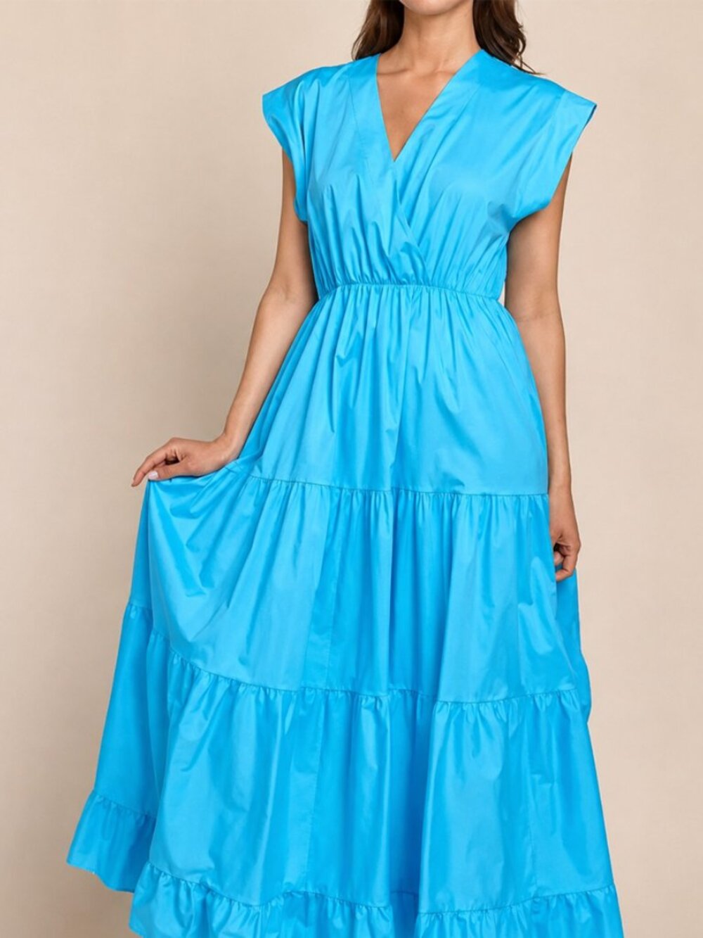 Sofia Made in Italy Tahoe Turquoise Cotton Maxi Dress Size M